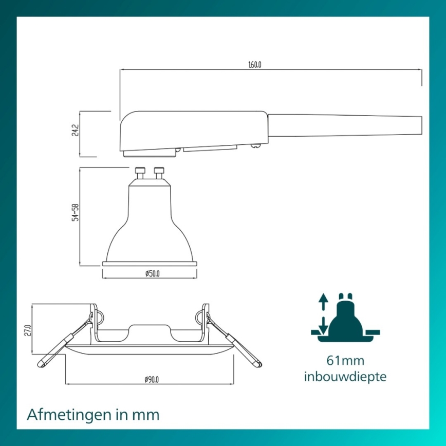 Philips - Sæt 3x indbygningsspot PERIDOT 1xGU10/7W/230V hvid