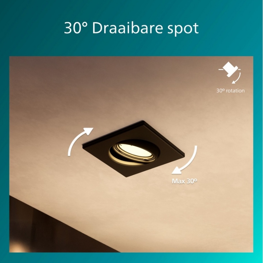 Philips - SÆT 3x indbygningsspot PERIDOT 1xGU10/7W/230V sort