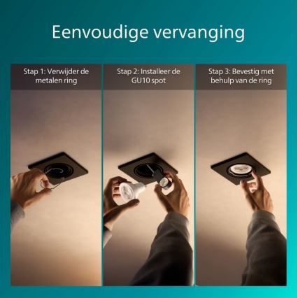 Philips - SÆT 3x indbygningsspot PERIDOT 1xGU10/7W/230V sort