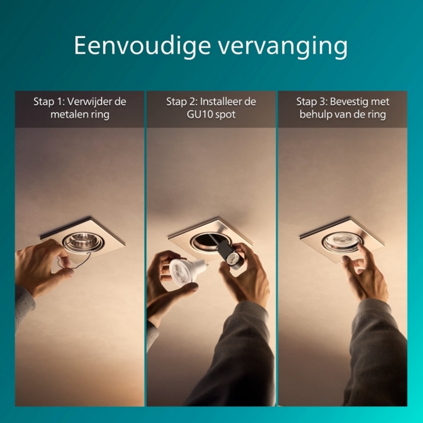 Philips - Sæt 3x indbygningsspot PERIDOT 1xGU10/7W/230V sølv