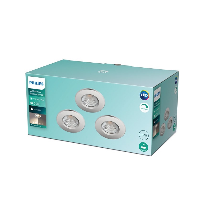 Philips - SÆT 3x LED badeværelseslampe dæmpbar DIVE 1xLED/5,5W/230V IP65