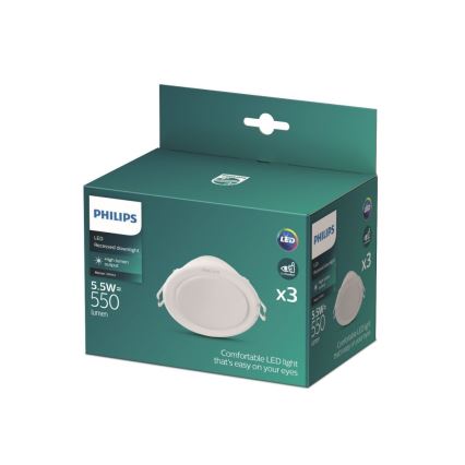 Philips - SÆT 3x LED indbygningslampe MESON LED/5,5W/230V 4000K