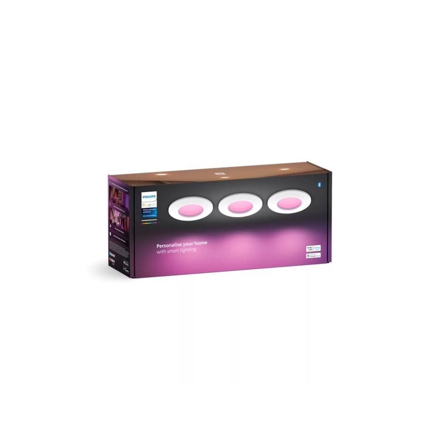 Philips - SÆT 3x LED RGBW Indbygningslampe til badeværelse dæmpbar Hue SLIM LED/8,3W/230V IP44 2000-6500K