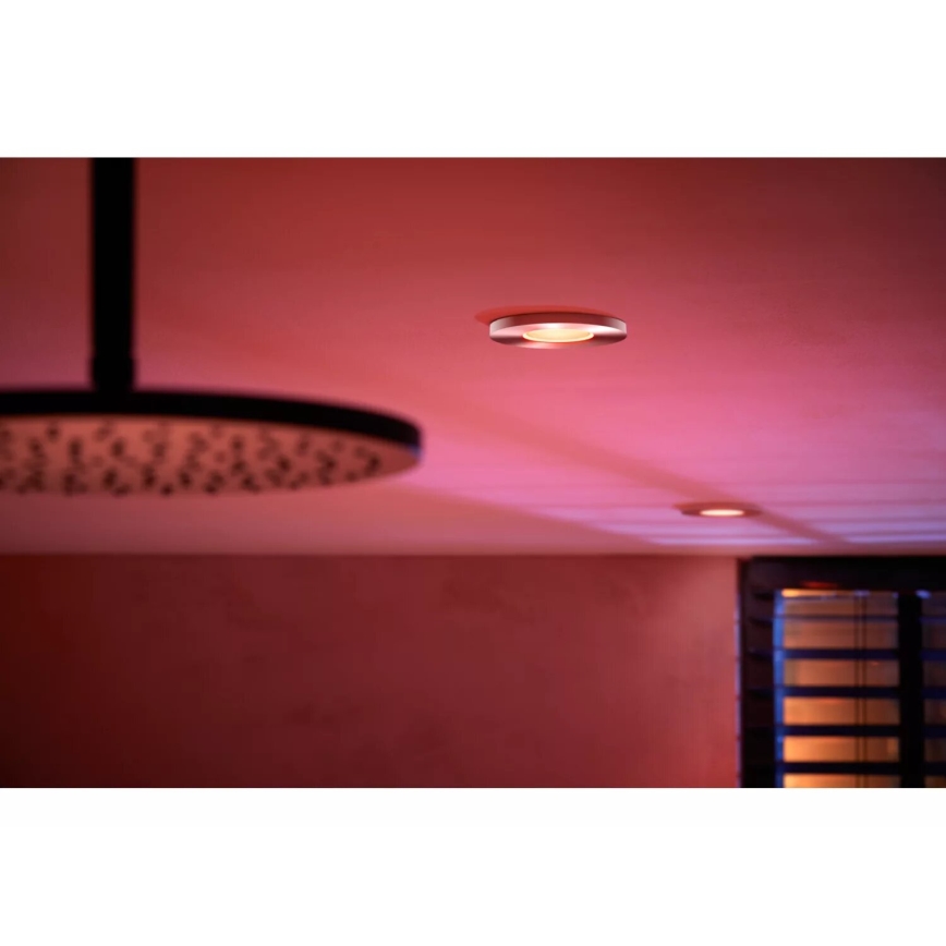 Philips - SÆT 3x LED RGBW Indbygningslampe til badeværelse dæmpbar Hue XAMENTO 1xGU10/4,2W/230V IP44 2000-6500K