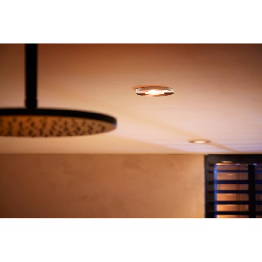 Philips - SÆT 3x LED RGBW Indbygningslampe til badeværelse dæmpbar Hue XAMENTO 1xGU10/4,2W/230V IP44 2000-6500K