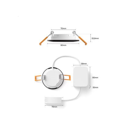 Philips - SÆT 3x LED RGBW Dæmpbart indbygningsspot til badeværelse Hue SLIM LED/8,3W/230V 1000-20000K sort P44