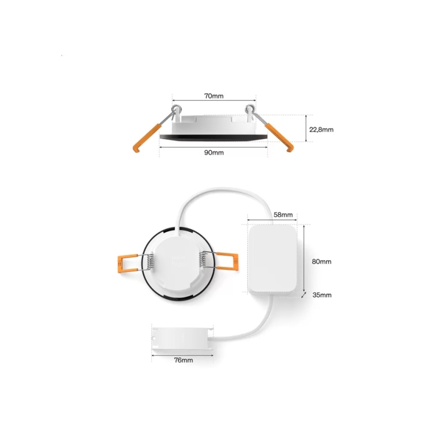 Philips - SÆT 3x LED RGBW Dæmpbart indbygningsspot til badeværelse Hue SLIM LED/8,3W/230V 1000-20000K sort P44
