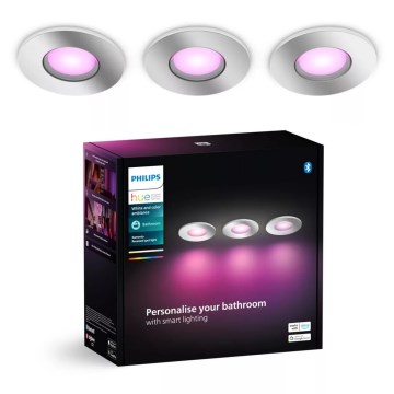 Philips - SÆT 3x LED RGBW Indbygningslampe til badeværelse dæmpbar Hue XAMENTO 1xGU10/4,2W/230V IP44 2000-6500K