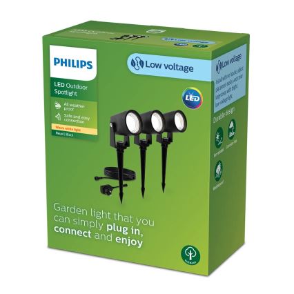 Philips - SÆT 3x LED udendørslampe GARDENLINK REUEL LED/1,5W/230V 2700K IP44