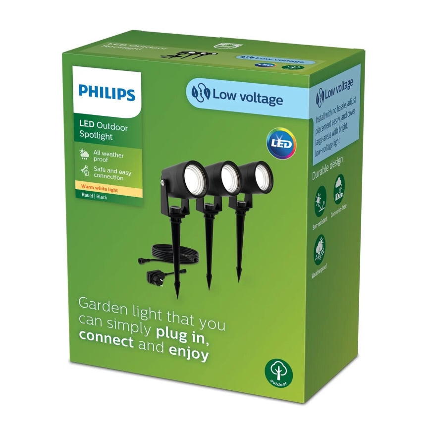 Philips - SÆT 3x LED udendørslampe GARDENLINK REUEL LED/1,5W/230V 2700K IP44