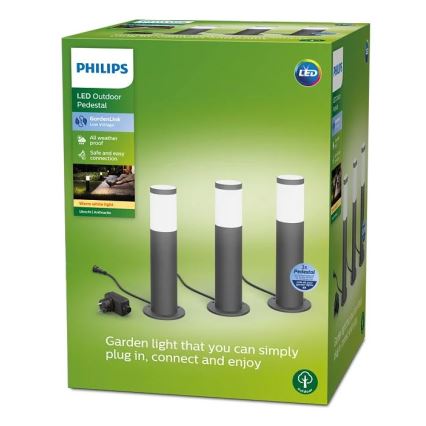 Philips - SÆT 3x LED udendørslampe GARDENLINK LED/24W/230V 2700K IP44