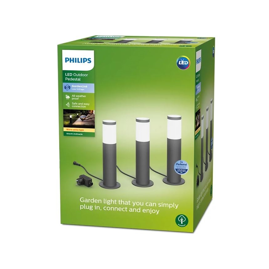 Philips - SÆT 3x LED udendørslampe GARDENLINK LED/24W/230V 2700K IP44