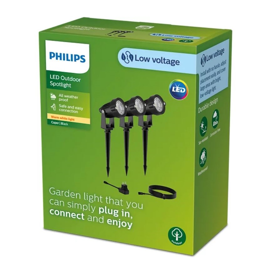 Philips - SÆT 3x Udendørs LED spotlampe CASPER LED/1,5W/24/230V IP44