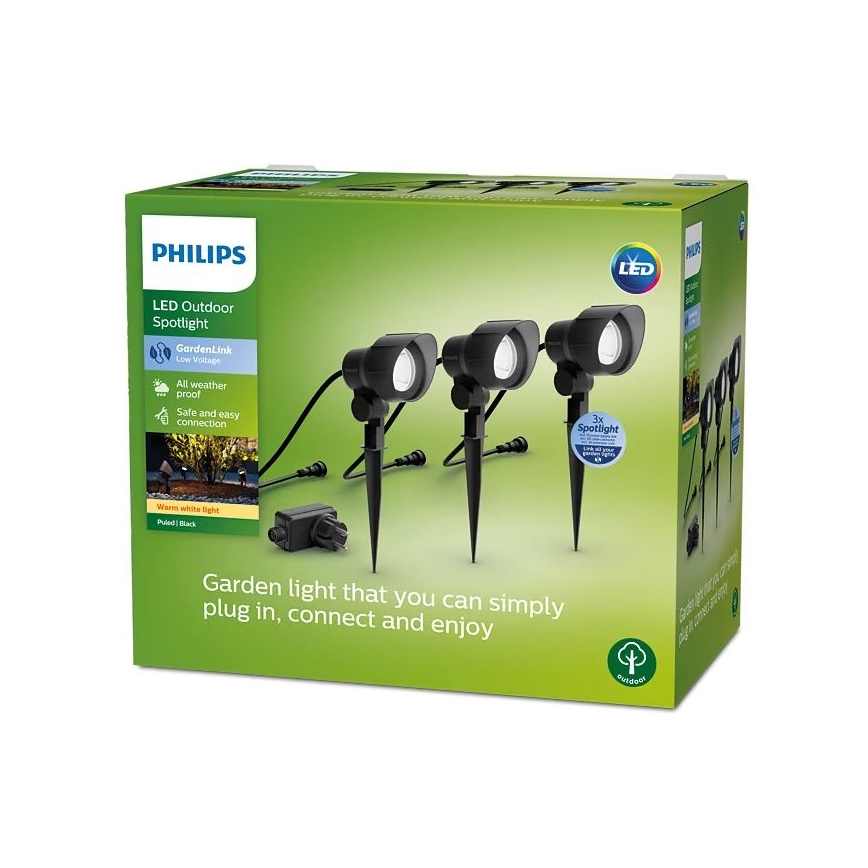 Philips -SÆT 3x Udendørs LED spotlampe LED/6W/230V 2700K IP44