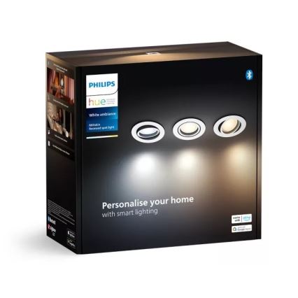 Philips - SÆT 3x LED indbygningslampe dæmpbar Hue MILLISKIN 1xGU10/4,2W/230 2200-6500K
