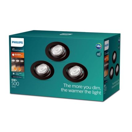 Philips - SÆT 3xLED Indbygningslampe dæmpbar IMPALA Warm Glow LED/6W/230V 2200-2700K