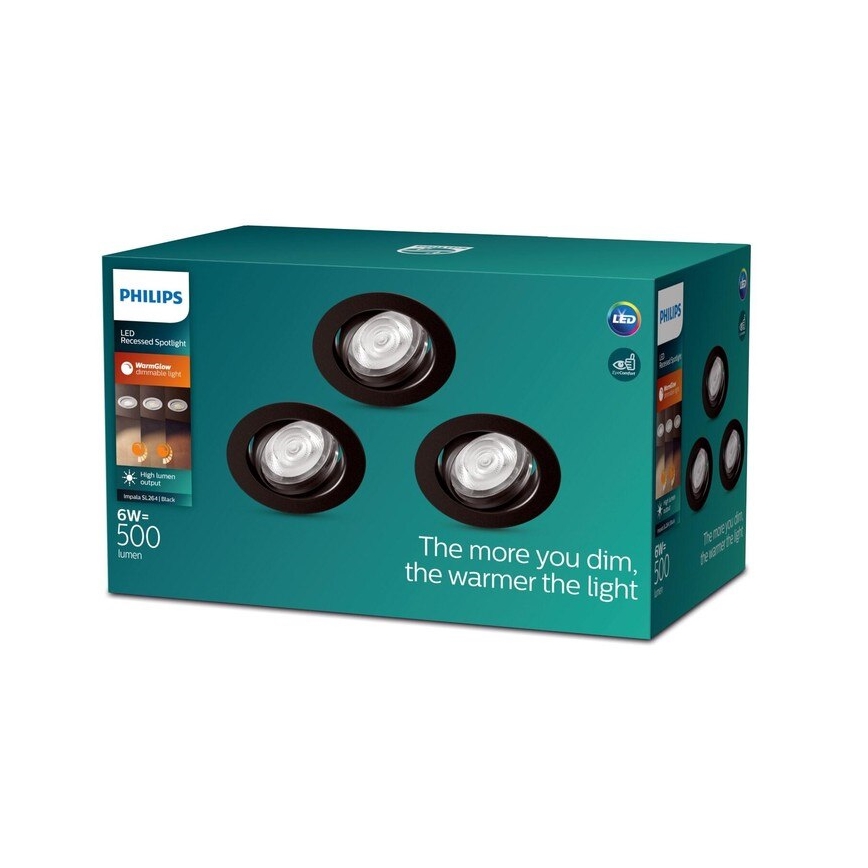 Philips - SÆT 3xLED Indbygningslampe dæmpbar IMPALA Warm Glow LED/6W/230V 2200-2700K