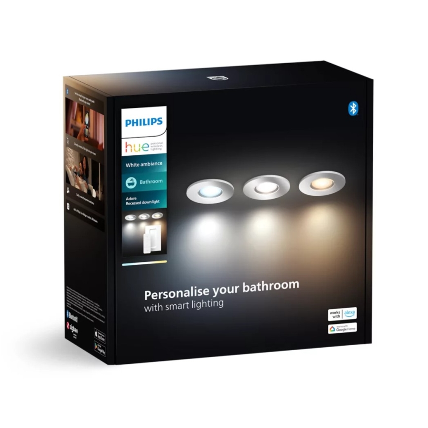 Philips - SÆT 3x LED indbygningslampe til badeværelse dæmpbar Hue ADORE BATHROOM 1xGU10/4,2W/230V 2200-6500K IP44