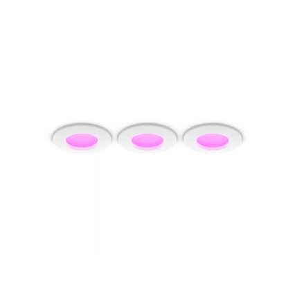 Philips - Sæt 3x LED RGBW, dæmpbare indbygningsspots til badeværelse Hue SLIM LED/8,3W/230V 1000-20000K hvid P44
