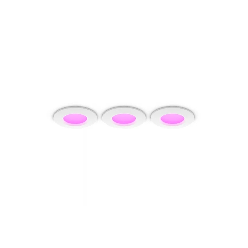 Philips - Sæt 3x LED RGBW, dæmpbare indbygningsspots til badeværelse Hue SLIM LED/8,3W/230V 1000-20000K hvid P44
