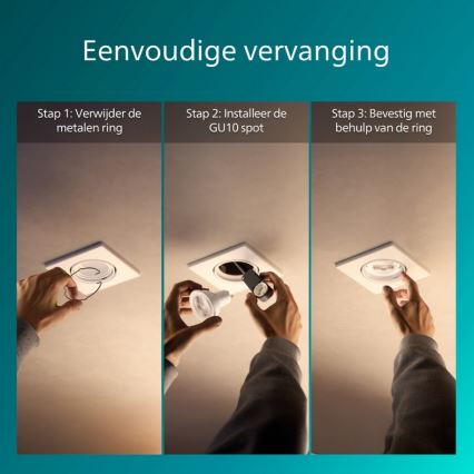 Philips - Sæt med 3 indbygningsspots PERIDOT 1xGU10/7W/230V hvid