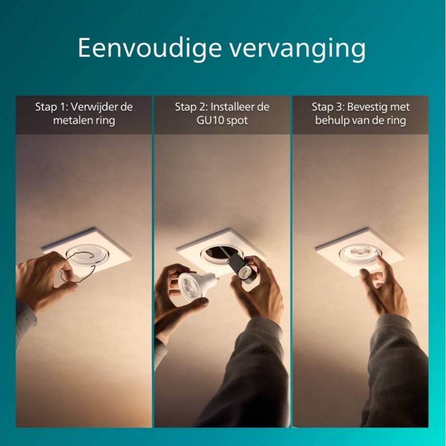 Philips - Sæt med 3 indbygningsspots PERIDOT 1xGU10/7W/230V hvid