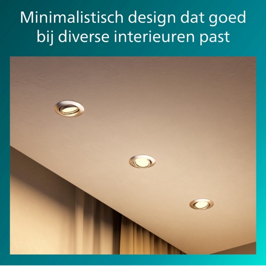 Philips - sæt med 3 indbygningsspots PERIDOT 1xGU10/7W/230V sølv