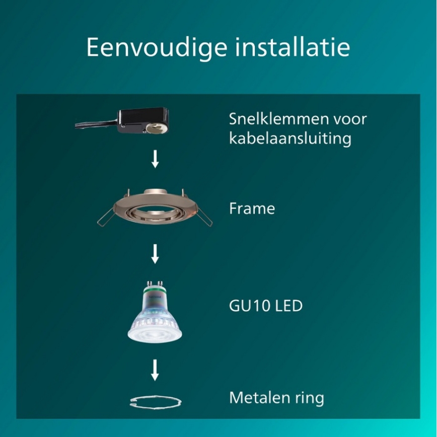 Philips - sæt med 3 indbygningsspots PERIDOT 1xGU10/7W/230V sølv