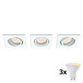 Philips - Sæt med 3 LED RGBW dæmpbare indbygningsspots 1xGU10/4,8W/230V hvid + fjernbetjening