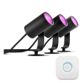 Philips - Sæt med 3 stk. RGB-dæmpbare LED-spots Hue LILY LED/8W/230V 2200–6500K IP65 + Hue Bridge