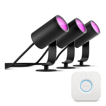 Philips - Sæt med 3 stk. RGB-dæmpbare LED-spots Hue LILY LED/8W/230V 2200–6500K IP65 + Hue Bridge