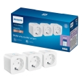 Philips - Sæt med 3x smart stikkontakt SCHUKO 2300W Wi-Fi