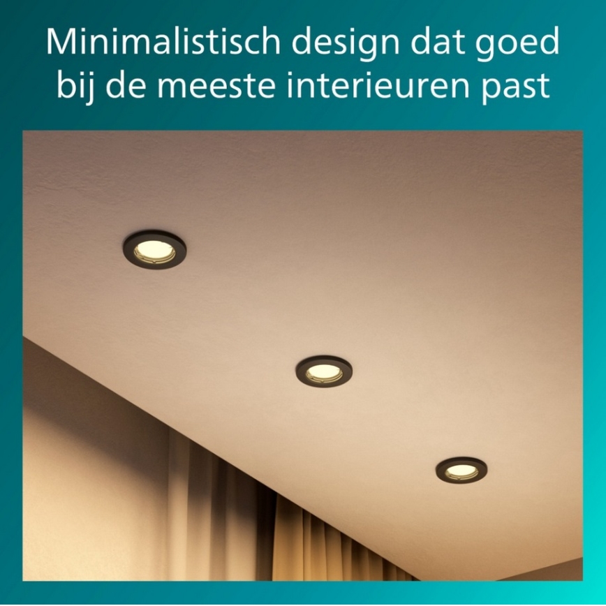 Philips - Sæt med 5 indbygningsspots PERIDOT 1xGU10/7W/230V, sort