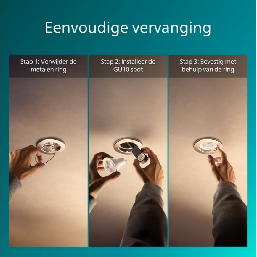 Philips - Sæt med 5 indbygningsspots PERIDOT 1xGU10/7W/230V sølv