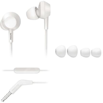 Philips TAE4105WT/00 - Høretelefoner med mikrofon JACK 3,5 mm hvid