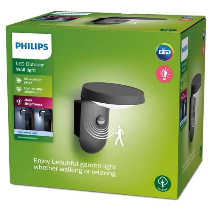 Philips - LED Udendørs Væglampe med sensor LED/9W/230V 4000K IP44