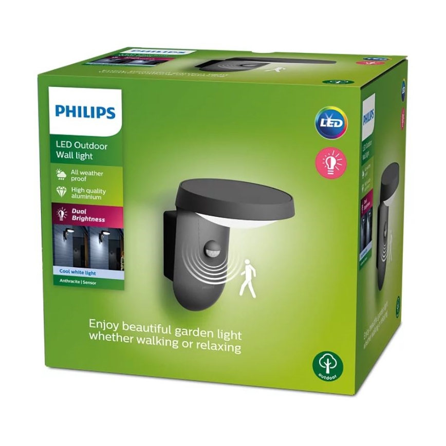 Philips - LED Udendørs Væglampe med sensor LED/9W/230V 4000K IP44
