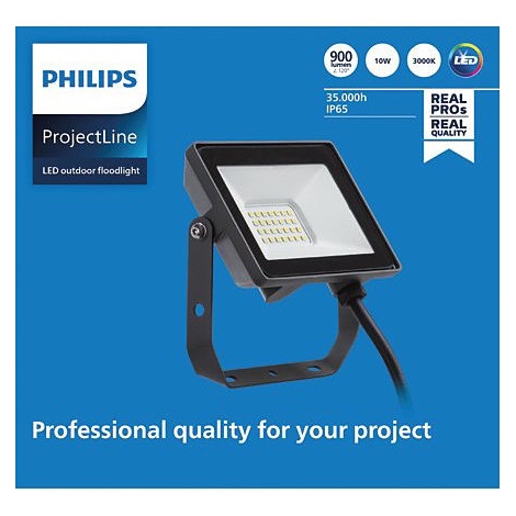 marv Profit prop Philips - Udendørs LED projektør PROJECTLINE LED/10W/230V IP65 3000K |  Lampemania