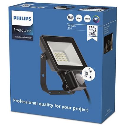 Philips - Udendørs LED projektør med sensor PROJECTLINE LED/20W/230V IP65 3000K