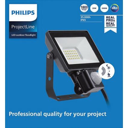 Philips - Udendørs LED projektør med sensor PROJECTLINE LED/20W/230V IP65 3000K