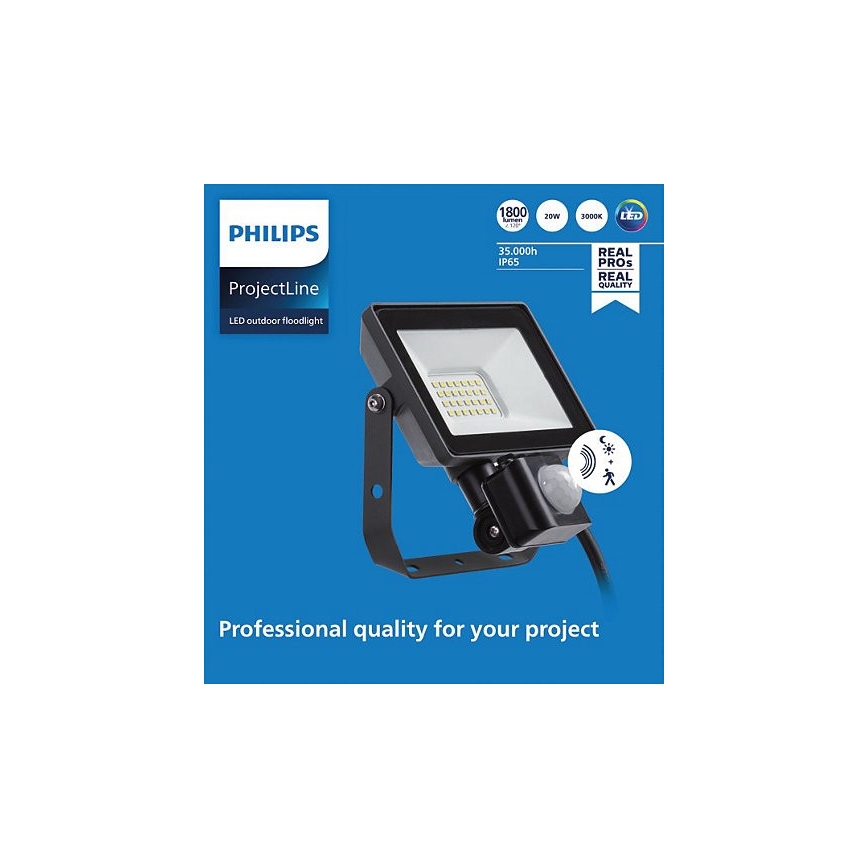 Philips - Udendørs LED projektør med sensor PROJECTLINE LED/20W/230V IP65 3000K