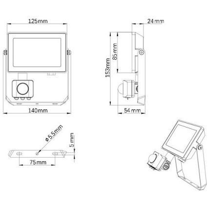 Philips - Udendørs LED projektør med sensor PROJECTLINE LED/20W/230V IP65 4000K