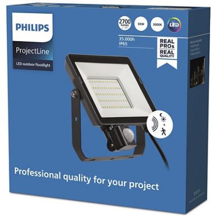 Philips - Udendørs LED projektør med sensor PROJECTLINE LED/30W/230V IP65 3000K