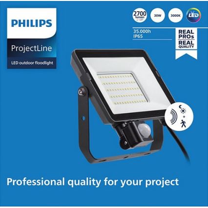 Philips - Udendørs LED projektør med sensor PROJECTLINE LED/30W/230V IP65 3000K