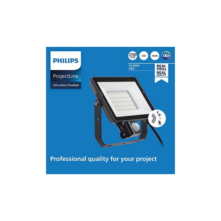 Philips - Udendørs LED projektør med sensor PROJECTLINE LED/30W/230V IP65 3000K