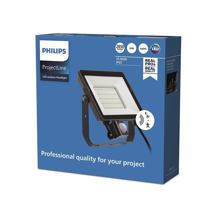 Philips - Udendørs LED projektør med sensor PROJECTLINE LED/30W/230V IP65 4000K