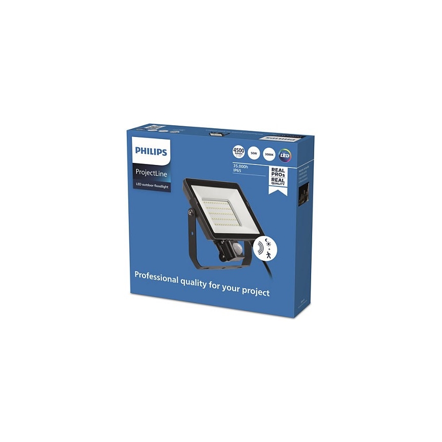 Philips - Udendørs LED projektør med sensor PROJECTLINE LED/50W/230V IP65 3000K