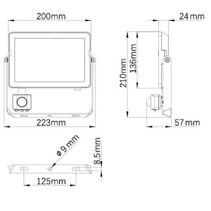 Philips - Udendørs LED projektør med sensor PROJECTLINE LED/50W/230V IP65 3000K