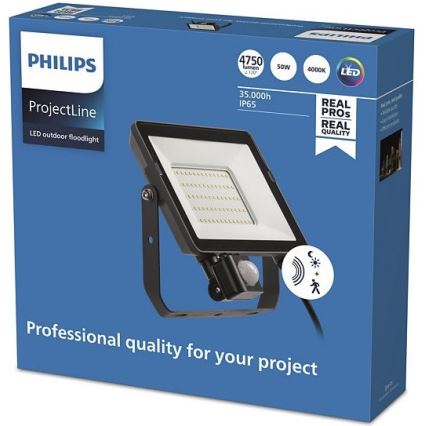 Philips - Udendørs LED projektør med sensor PROJECTLINE LED/50W/230V IP65 4000K