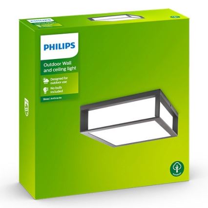 Philips - Udendørs loftlampe SKIES 2xE27/14W/230V IP44 antracitgrå